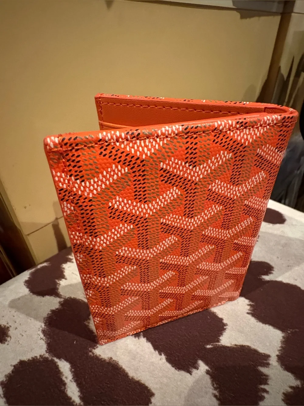 Goyard Orange Saint Sulpice Card Wallet / Slim Bifold Card Holder Made in France